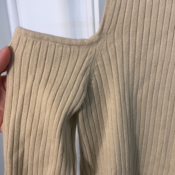 2/$15 Nude Mock Neck Shoulder less Forever 21 Knit Shirt - Picture 3 of 5